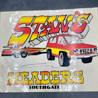 Vintage 1970's Advertising Sticker Decal for Stan's Headers in Southgate, CA