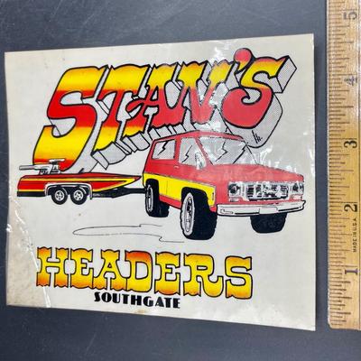 Vintage 1970's Advertising Sticker Decal for Stan's Headers in Southgate, CA