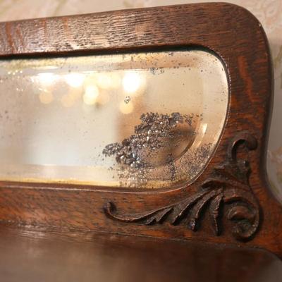 Antique Curved Glass Curio Cabinet w/ Mirror