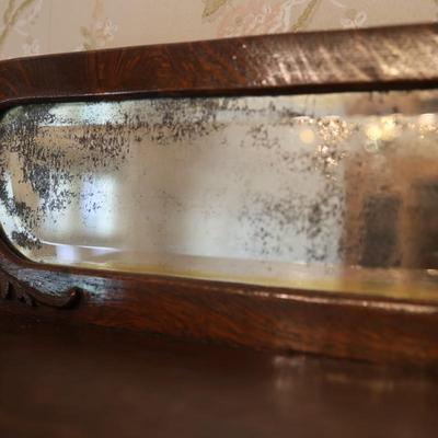 Antique Curved Glass Curio Cabinet w/ Mirror