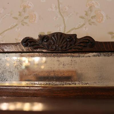 Antique Curved Glass Curio Cabinet w/ Mirror