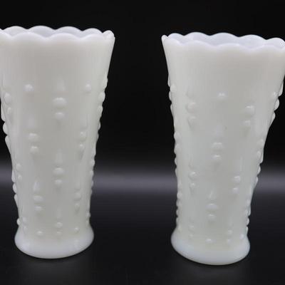 Pair of Mid Century Milk Glass Vases (2)