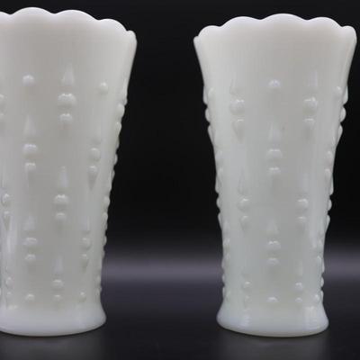 Pair of Mid Century Milk Glass Vases (2)