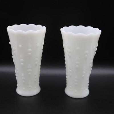 Pair of Mid Century Milk Glass Vases (2)