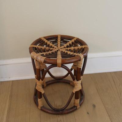 Rattan and Bamboo Accent Stool