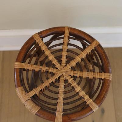 Rattan and Bamboo Accent Stool