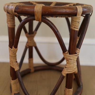 Rattan and Bamboo Accent Stool