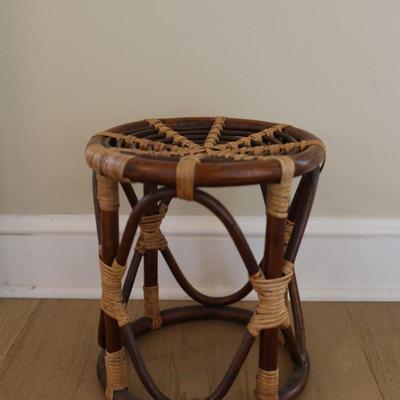Rattan and Bamboo Accent Stool