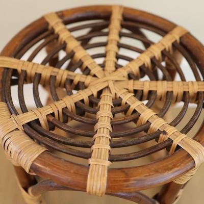 Rattan and Bamboo Accent Stool