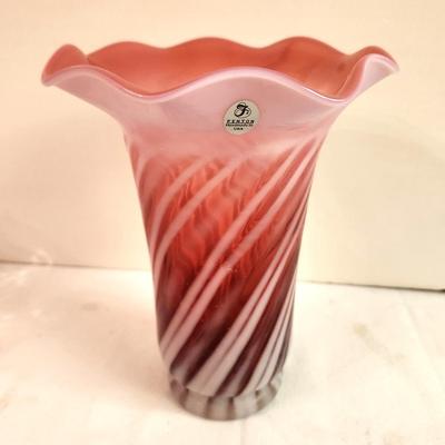 Lot #65 Fenton Cranberry Swirl Vase