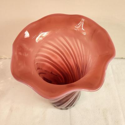 Lot #65 Fenton Cranberry Swirl Vase