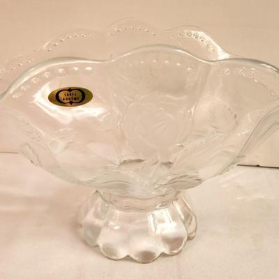 Lot #66 Crystal Fruit Dish - footed - Rose Motif