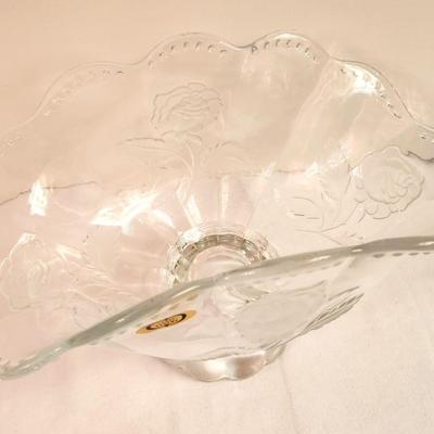 Lot #66 Crystal Fruit Dish - footed - Rose Motif