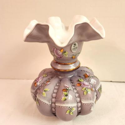 Lot #69 Beautiful Purple Lavender Fenton Art Glass Vase - 2002