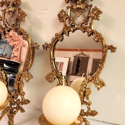 Lot #71 Pair of Vintage Mirrored Candle Sconces