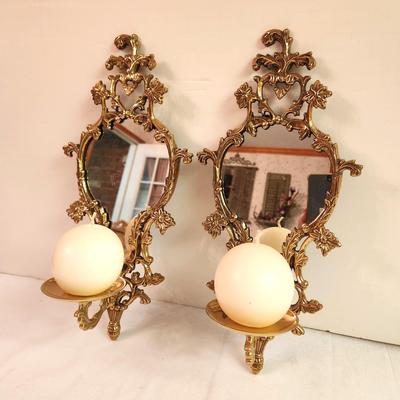 Lot #71 Pair of Vintage Mirrored Candle Sconces
