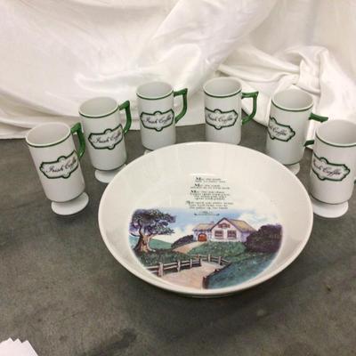 Irish Coffee Mugs With Irish Bowl With Irish Blessing