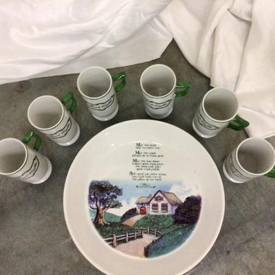 Irish Coffee Mugs With Irish Bowl With Irish Blessing