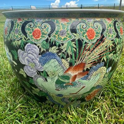 Chinese Glass Topped Fish Bowl Planter Table
