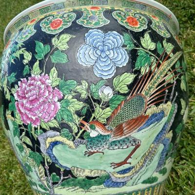 Chinese Glass Topped Fish Bowl Planter Table