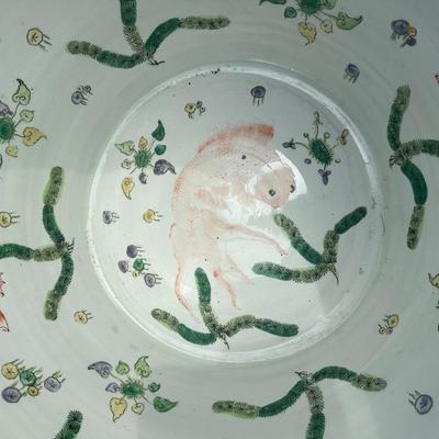 Chinese Glass Topped Fish Bowl Planter Table