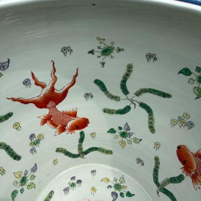Chinese Glass Topped Fish Bowl Planter Table