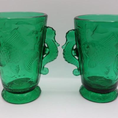 Bohemian Barolac Seahorse and Fish Ocean Vases - Set of (2)