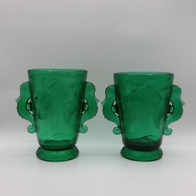 Bohemian Barolac Seahorse and Fish Ocean Vases - Set of (2)