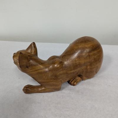 Hand Carved Wooden Cat