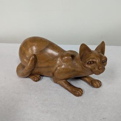 Hand Carved Wooden Cat