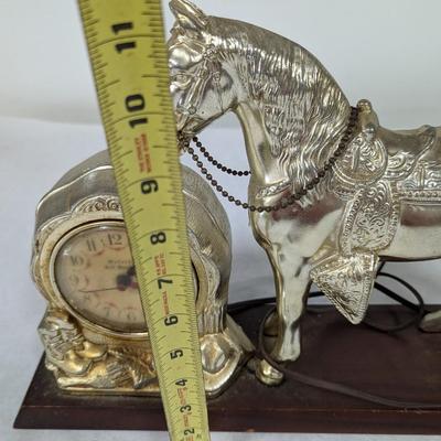 Vintage Oxford Self Starting Metal Horse Mantle Clock