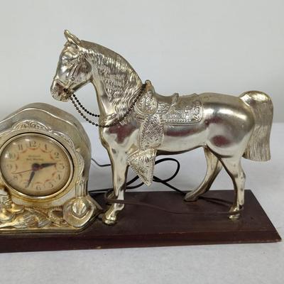Vintage Oxford Self Starting Metal Horse Mantle Clock