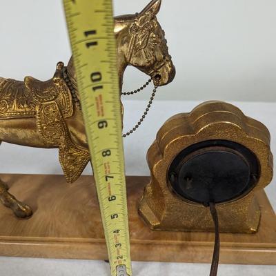 Vintage Metal Horse With Plastic Stand United Self Starting Clock