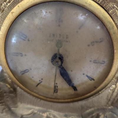 Vintage Metal Horse Clock United Self Starting
