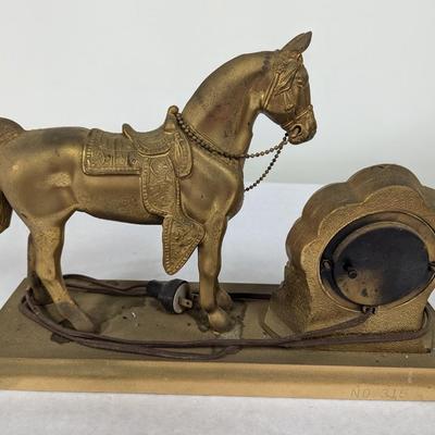 Vintage Metal Horse Clock United Self Starting