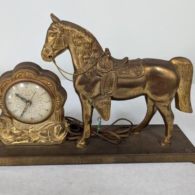 Vintage Metal Horse United Clock