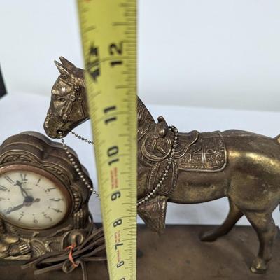 Vintage Metal Horse United Clock