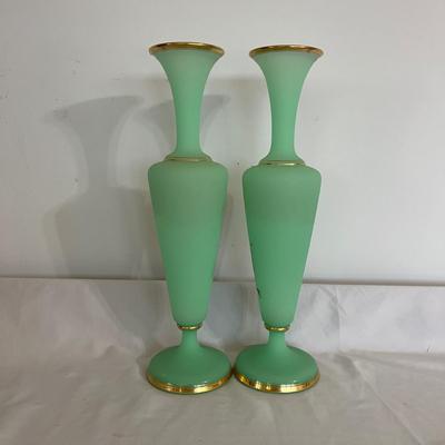Pair of Painted Uranium Glass Vases (GBC-MG)