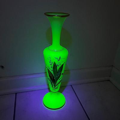 Pair of Painted Uranium Glass Vases (GBC-MG)