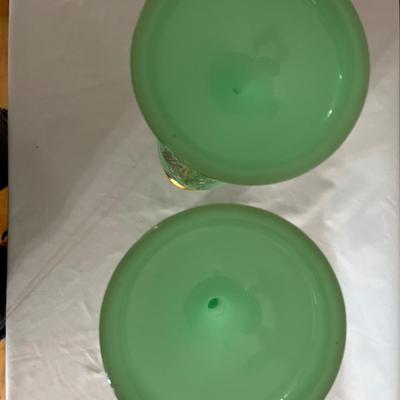 Pair of Painted Uranium Glass Vases (GBC-MG)