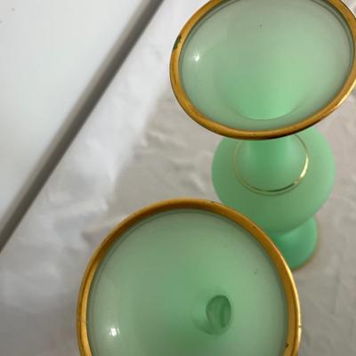 Pair of Painted Uranium Glass Vases (GBC-MG)