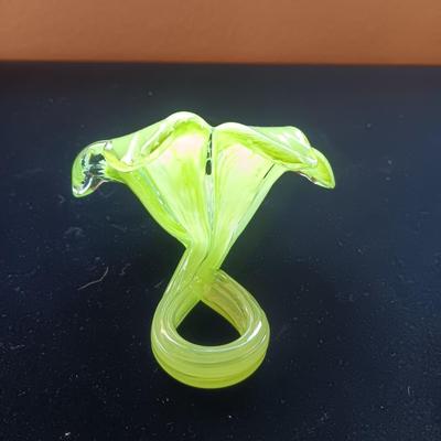 GLASS DOLPHIN PAPERWEIGHT AND GLASS FLOWER
