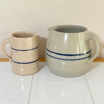 Pair (2) ~ Vtg. Stoneware Pitchers