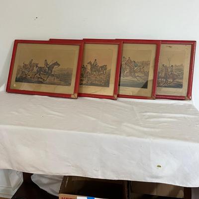 Framed Fox Hunting Engravings by T. Sutherland (GB-MG)