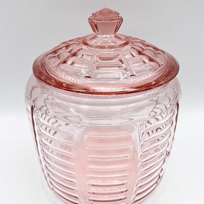 ANCHOR HOCKING ~ Depression Glass Ribbed Beehive Biscuit / Cookie Jar