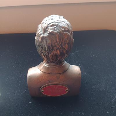 SMALLER GLASS GLOBE ON STAND AND METAL ABE LINCOLN FIRST FEDERAL COIN BANK
