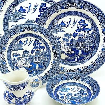 CHURCHILL ~ Willow ~ 4 Piece Service For 10 ~ (59 Total Pieces) ~ *Read Details