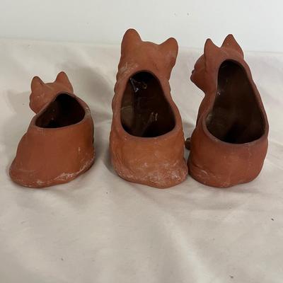 Three Takahashi Ceramic Cat Planters (GB-MG)