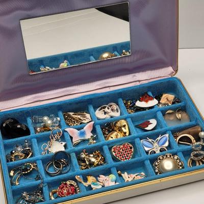 Vintage Jewelry Box Filled With Vintage Jewelry