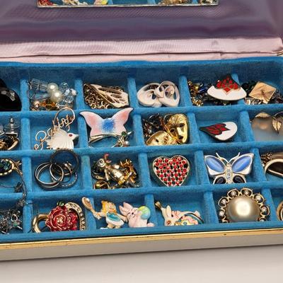 Vintage Jewelry Box Filled With Vintage Jewelry